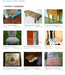 "Furniture + Typography" Etsy Treasury